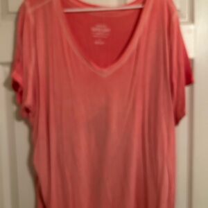 Torrid Coral V-Neck Short Sleeve Tee Size 4